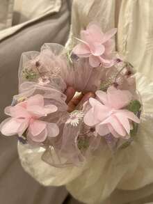 1/2 chiếc dây buộc tóc bằng polyester in hoa phong cách Bohemian, dây buộc tóc co giãn mềm mại cỡ lớn, kẹp búi tóc cho nữ. - Nhiều màu - Xem 10