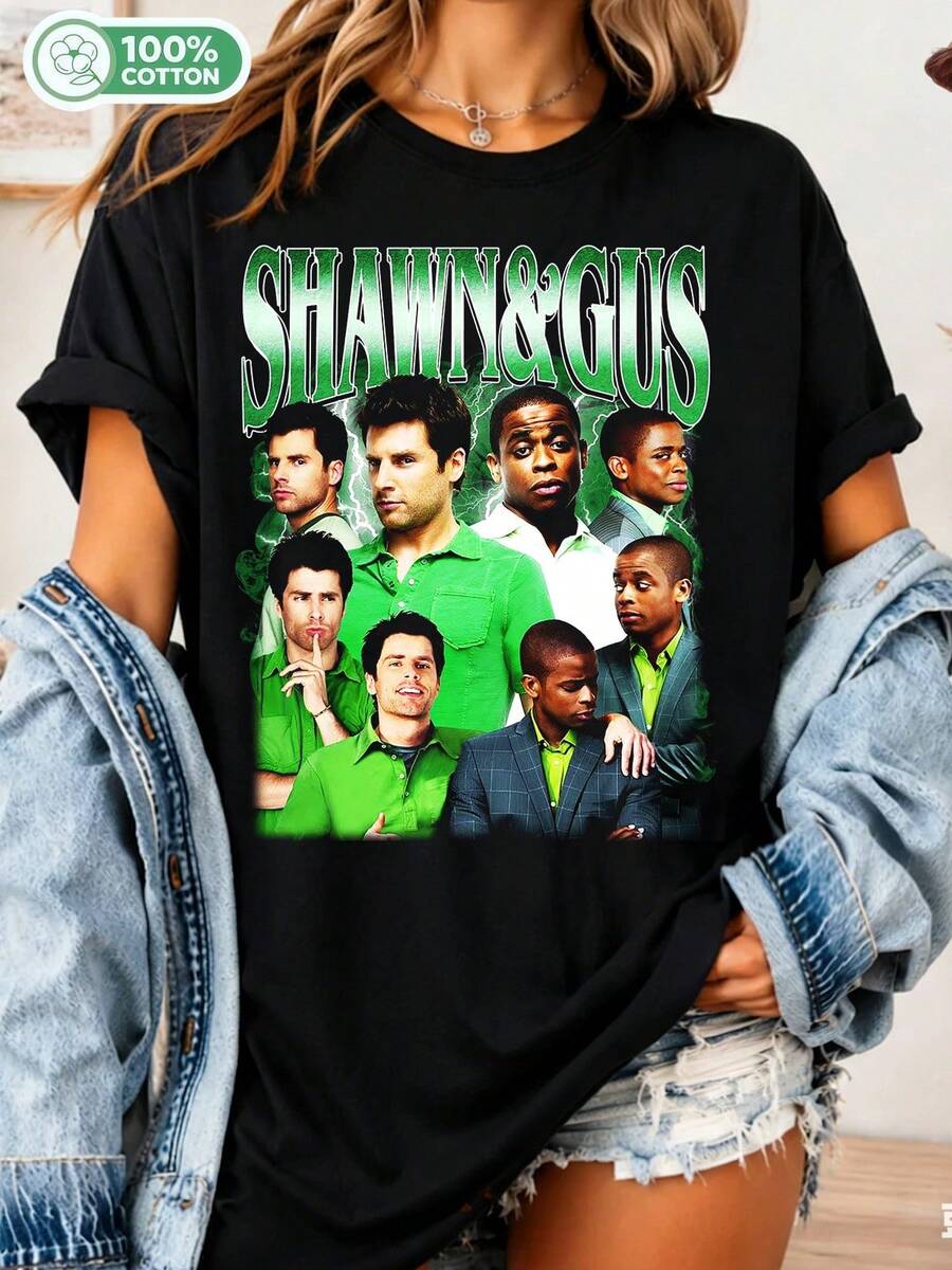 Shawn And Gus Bootleg Unisex T-Shirt, Shawn And Gus Psych T-Shirt, Gift For Women And Men, Unisex T-Shirt, Gift For Her - Black - View 1