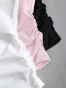 Nuevo conjunto de 3 piezas ajustado con hombros descubiertos, estilo sexy europeo y americano. Camiseta de unicolor versátil y casual para mujer, adecuada para primavera/verano, uso diario, ir al trabajo, citas - Multicolor 6 - Ver 4