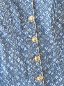 Vestido vaquero de mujer de moda casual con cuello en V y abotonadura sencilla - Lavado ligero - Ver 4