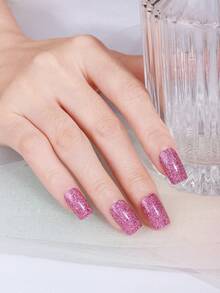 Pegatina de uñas de gel sin hornear de color rosa coral, película de aceite para uñas impermeable, pegatina de unicolor verde cebolla en polvo, pegatina de degradado de salto de color completo - Rosa Pálido - Ver 5