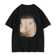 Wiggers Pig Fade Buzz corte de pelo divertido Meme camisetas ropa de hombre Camiseta de Humor Retro Unisex de gran tamaño suelta 100_ Camiseta de algodón - forma - Ver 1