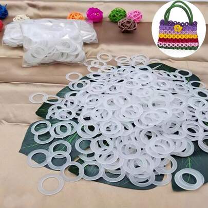 白色塑料钩编圆环，DIY手工包袋及工艺品材料