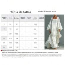 Vestido largo primavera 2026, mangas farol estilo vacaciones, falda amplia elegante - Blanco - Ver 5