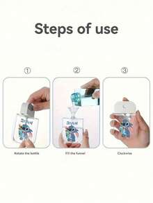 Disney, 1pc, Stitch Cartoon Portable Spray Bottle, 50ml Mini Travel Size, Transparent Container With White Cap, Stitch Cartoon Pattern Design, Travel Essential, Ideal Choice For Cosmetics And Skincare, Fan Exclusive, Makeup Storage Must-Have, Cartoon Themed Bottle, Durable Transparent Material. - Multicolor - View 6