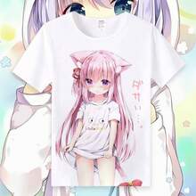 ¿Te gustaría pedir alguna mercancía de anime con temática de conejos? Camisetas de manga corta, ropa de anime de verano, estilo holgado. - Negro - Ver 1