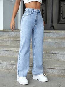 ICON Jeans de cintura alta y pierna recta para verano - Lavado ligero 2 - Ver 3