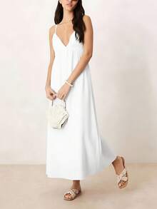 Spring Dress With A Boat Neckline, Open Back, Print, And A Full Skirt-Elegant And Sensual. - White - View 7