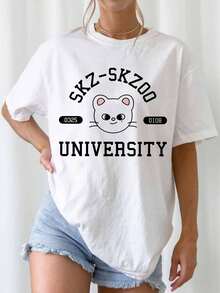 StraySKids SKZOO HyunjinS Jiniret University Graphic T-Shirt - White - View 6