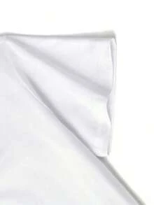 Camiseta de manga corta con cuello redondo para mujer, corte holgado, casual y versátil.Presenta estampados de letras minimalistas modernos, elegantes y exquisitos, lo que lo hace perfecto como prenda básica; está hecho de tela suave con excelente caída. - Blanco - Ver 4