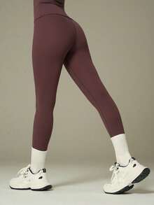 UONNOU Setelan Yoga 2 Potong Slim Fit yang Nyaman | Atasan Lengan Panjang + Legging Pinggang Tinggi Cocok untuk Aktivitas Sehari-hari - Purple - View 9