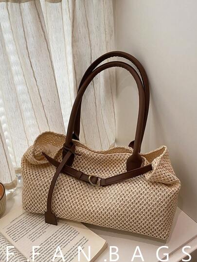 2026 New Fashion Large Capacity Handbag, Summer Casual Minimalist Straw Tote Bag For Women