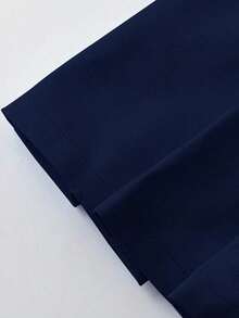 Nuevos shorts casuales, elegantes y cómodos para mujer, con cintura elástica, de línea A, con cierre frontal de cremallera y tejido plisado - Azul marino - Ver 5