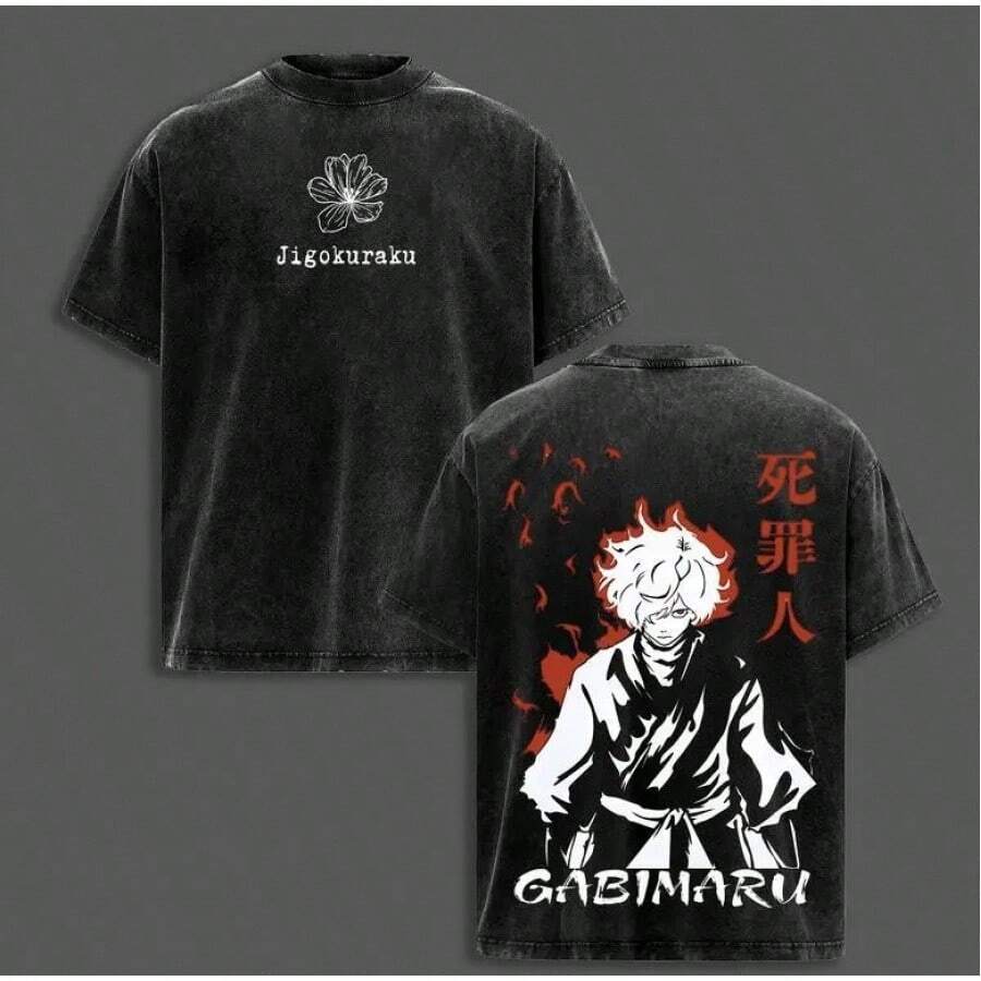 Camiseta Oversized Retro Lavada de Gabimaru "The Hollow", Hell's Paradise Assassin IRLL - Negro - Ver 1