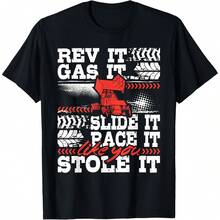 Rev It Gas It Slide It - Sprint Car Racer Dirt Track Racing T-Shirt - Black - View 1