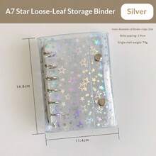 A7 Size Portable Glitter Star Transparent Binder, Transparent Binder Sticker Book, Sticker Book, Transparent Refill, Stamp Pad, Candy Drip Sticker Card, Seal, Photo Storage Bag, Photo Album, Budget Planner, Diary, Notebook, Office Supplies - A7 Star Shell - View 13