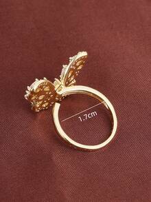 1 chiếc nhẫn điều chỉnh được thiết kế hình bướm, đính đá Cubic Zirconia, dành cho nữ. - Nhiều màu - Xem 10