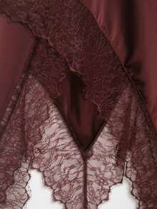 Falda asimétrica de encaje con parches, de corte ceñido, de estilo dulce y de moda europea y americana, para mujer, nueva colección primavera/verano, color negro - Burdeos - Ver 7