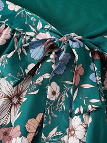 Vestido de verano de longitud media con estampado floral elegante y patchwork para mujer - Multicolor - Ver 5