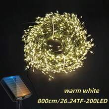 Đèn dây trang trí hình pháo hoa năng lượng mặt trời, 100/200/300 đèn LED lấp lánh, tạo không gian lãng mạn cho hàng rào sân vườn dịp Giáng sinh và Lễ tình nhân. - Đường màu xanh đậm chạy bằng năng lượng mặt trời - Xem 15