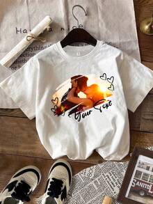 Camiseta con foto personalizada, camiseta con foto familiar personalizada, camiseta con imagen personalizada, camiseta con foto de cumpleaños, regalo festivo, camiseta con foto familiar - Negro - Ver 6