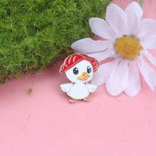 Creative Cartoon Cute Duckling Brooch Personality Sweet Everything With Pure Student Bag Buckle Badge - White - View 4