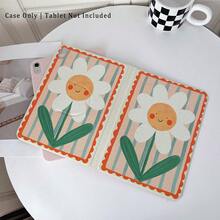 1pc Smiling Daisy Print 360° Rotatable Protective Tablet Case ,Multi-Angle Magnetic Stand Cover With Auto Sleep/Wake Function, Compatible With IPad PRO/AIR, Compatible With SAMSUNG,Compatible With XIAOMI Pad 5/6/7,Compatible With Huawei Matepad - Multicolor - View 2