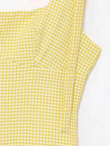 Vestido mini a cuadros con adorno de mariposa, elegante, nuevos lanzamientos de verano de Seelio para mujer - Amarillo - Ver 11