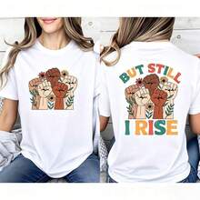 Camiseta casual con estampado de doble cara! Camiseta Oversize 100% Algodón - Diseño Gráfico Doble *Excelencia Sin Remordimientos*, Ideal para Celebraciones Culturales/Uso Diario, Suave y Transpirable, Honra a la Herencia. DoubleSidedTee - Camiseta de manga corta de algodón holgada unisex de estilo callejero vintage, ropa de verano para mujer, 100% algodón, duradera - Blanco - Ver 1