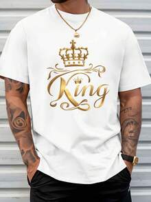 Men's Crew Neck T-Shirt, 100% Cotton, Graphic Print, Breathable And Lightweight Fabric, Machine Washable, Casual Style Ideal For Everyday Wear, Outings And Dates All Year Round - 灰色 - 查看 3