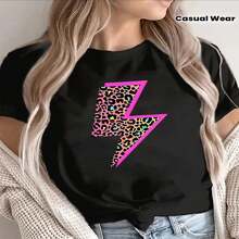 1 pieza clásica y versátil, camiseta corta de algodón puro con mangas cortas y dise?o de zorro rosa con detalles de relámpago. Estilo moderno - Negro - Ver 2
