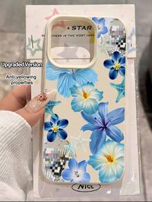 1 pieza Funda de teléfono a prueba de golpes de cobertura total de TPU con diseño de flor azul y estrella de mar, compatible con Apple 17, 16, 15, 14, 13, 12, 11 Pro Max, Series - Multicolor - Ver 4