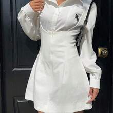 Women's Elegant Solid Color Backless Sleeveless Mini Dress Business Casual Woman - Albaricoque - Ver 4