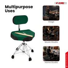 5 Core Drum Throne W Backrest 4" Padded Seat Airlift Height Adjustment 31.5" Drum Stool Velvet Seat - Green - View 9