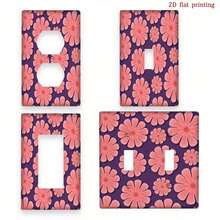 1 pieza [Impresión plana 2D] Placa de cubierta de enchufe resistente al desgaste con estampado floral rosa profundo en todo el panel, estilo floral fresco, decoración de pared, cubierta protectora de interruptor - A - Ver 2