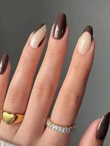 24 Long Almond Nails + 1 Jelly Glue + 1 Nail File - Multicolor - View 1