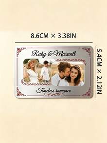 1 Piece Personalized 2 Photos Aluminum Wallet Card, Custom Photo & Text Couple Memorial Card, Custom Name & Quote Romantic Love Card - Silver - View 3