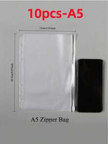 1pc A5/A6 Transparent PVC Zipper Binder Pocket, Durable & Waterproof, 6-Ring Design, Convenient For Organizing Documents, Photos, Cash | Suitable For Home, Office, Travel Loose-Leaf Notebook Storage Bag, Can Store Stationery, Receipts, School Supplies, Back To School Season. (Available In A5/A6 Size) - Zipper Bag - View 16