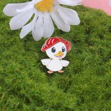 Creative Cartoon Cute Duckling Brooch Personality Sweet Everything With Pure Student Bag Buckle Badge - White - View 7