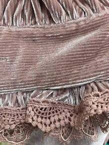 Blusa de terciopelo rosa para mujer, camisa de dama con parches de encaje de unicolor, uso elegante para todos los días en primavera - Rosa vieja - Ver 9