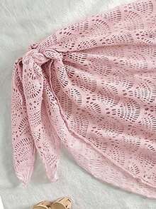 Conjunto de 3 piezas de traje de baño de bikini de unicolor y estilo sexy de halter para mujeres, conjunto de traje de baño, para vacaciones de verano en la playa - Rosa - Ver 7