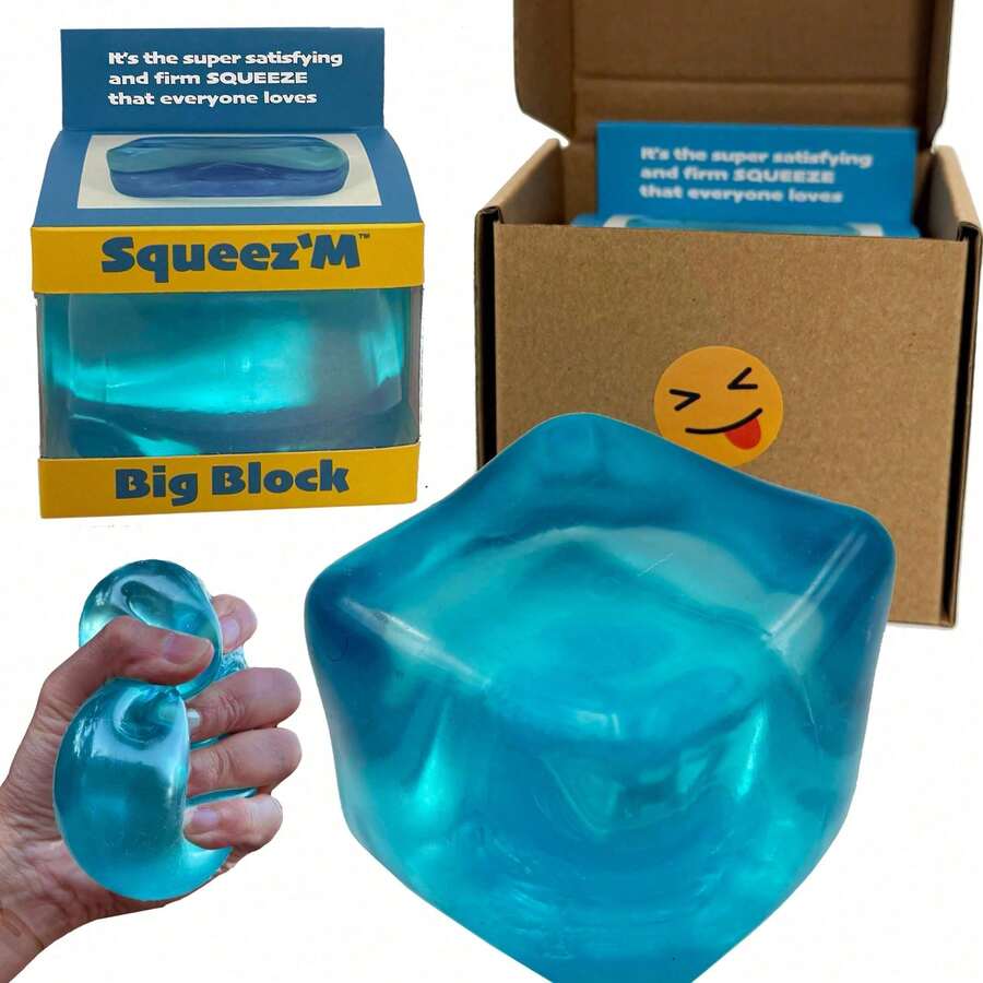 Big Block Squishy Cube, JumboSensory Fidget Toy, 35% Larger ThanStandard, Stress Relief Hand Toys ForAnxiety, Classroom Prizes, ASTMCertified - Blue - View 1