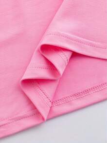 Camiseta manga corta cuello redondo 100% algodón, estampado trendy, tejido ligero y ventilado, estilo moda casual, apta para vida diaria, salidas informales y citas en primavera, verano y otoño - rosa - Ver 4