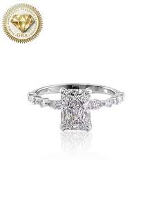 1pc Women's Engagement Ring, Radiant Cut Moissanite Ring, 2.6g 925 Sterling Silver, 2 Carat Moissanite, Bohemian Elegant Engagement Wedding Anniversary Valentine's Day Gift, Comes With Moissanite Certificate And Luxury Gift Box - 2ct Moissanite - View 13