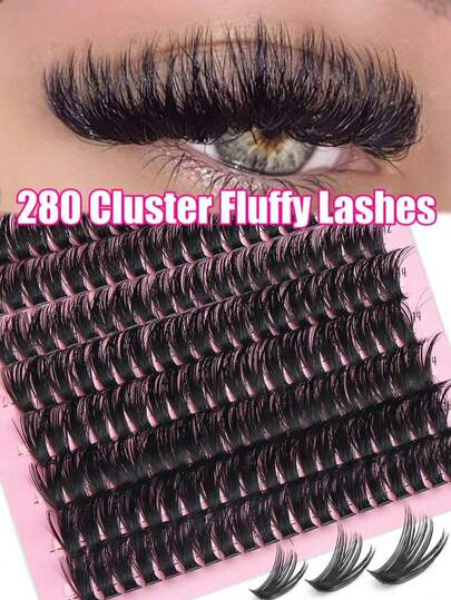 280pcs Artificial Mink Eyelash Clusters, 60D Natural Curl, Lengthening And Plumping Your Eyes, Naturally Enlarging Your Eyes, Reusable Dramatic Eyelashes Suitable For Beginners And Easy To Use - 14 Rows, Segmented Eyelashes, Eyelash Clusters, Single Eyelashes, Lashes, False Eyelashes