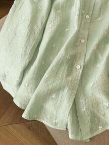 Camisa de mujer de manga larga con espalda descubierta y lazo, de estilo suelto y delgado, para primavera/verano - Verde - Ver 5