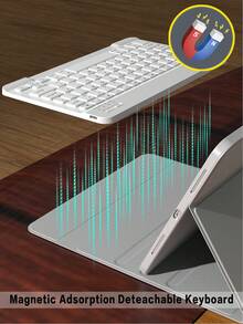 适用于 iPad 第十代的无线键盘保护套，可拆卸蓝牙键盘带 Apple Pencil 收纳槽，150mAh 电池，自动休眠/唤醒，也适用于 iPad Air4/Air5（第七代/第八代/第九代，10.2 英寸） - 灰色 - 淺灰色 - 查看 9