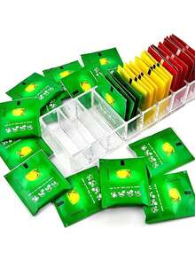 1 pieza/2 piezas Caja de almacenamiento transparente para bolsas de té, organizador de compartimentos para té/café de escritorio, caja de té de acrílico reutilizable, adecuada para bar de café, gabinete, sala de almacenamiento, encimera, oficina, cocina, caja de cosméticos, decoración de habitación, regalo para amigos, accesorio para el té de la tarde, caja de decoración navideña - transparente - Ver 10