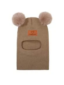 1pc Infant Toddler Newborn Heart Pattern Decor Warm Knitted Hat New Style Children Warm Face Mask Hat Suitable For Autumn/Winter Daily Use - Heart-shaped Double Balls - View 16