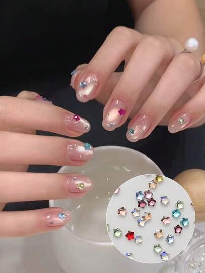 30 viên đá trang trí móng tay hình ngôi sao năm cánh 4mm, đá hình sao biển dẹt không đều, đá hình ngôi sao nhỏ nhiều màu sắc giống hình con khỉ, phụ kiện trang trí móng tay tối giản đa năng theo phong cách Ins, phụ kiện đá trang trí móng tay siêu sáng bóng không bị rơi.